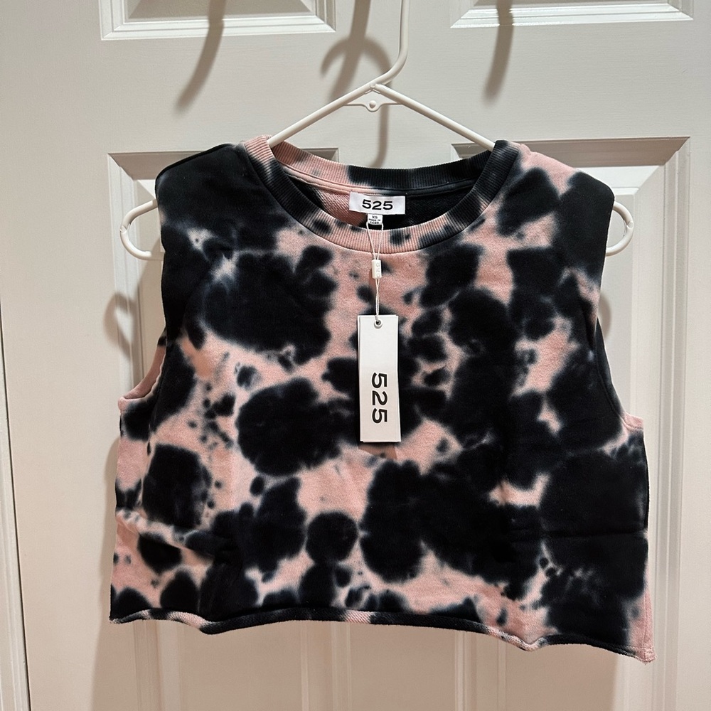 NEW 525 America Women's Black and Pink Tie-Dye Muscle Tee sz. XS
